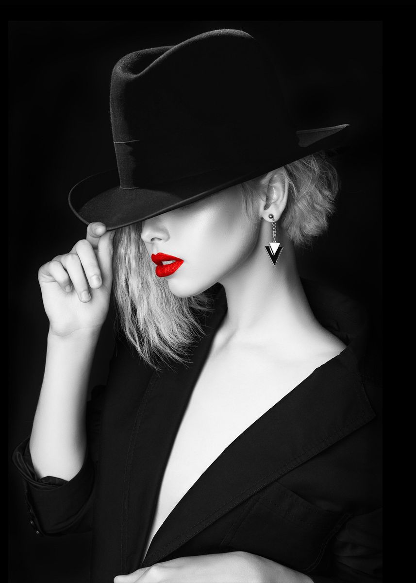 Modern Pop Sexy Smoking Women Wall Art Poster Red Lips Dollar Canvas Paint Living Room Bar Home Decoration Picture Mural