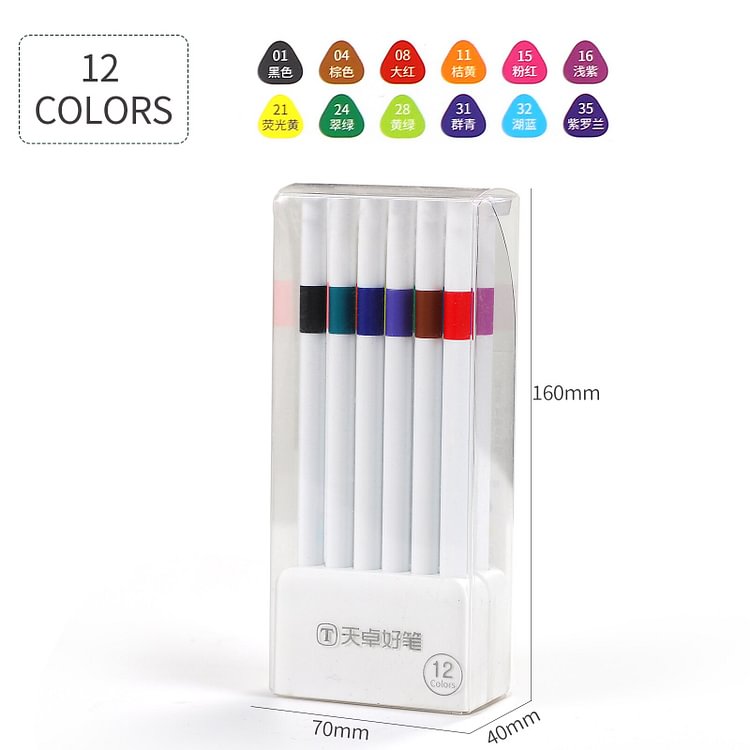 Journalsay 12/24/36 Pcs/set Washable Watercolor Pen DIY Journal Color Marker Pens Student Painting Highlighter