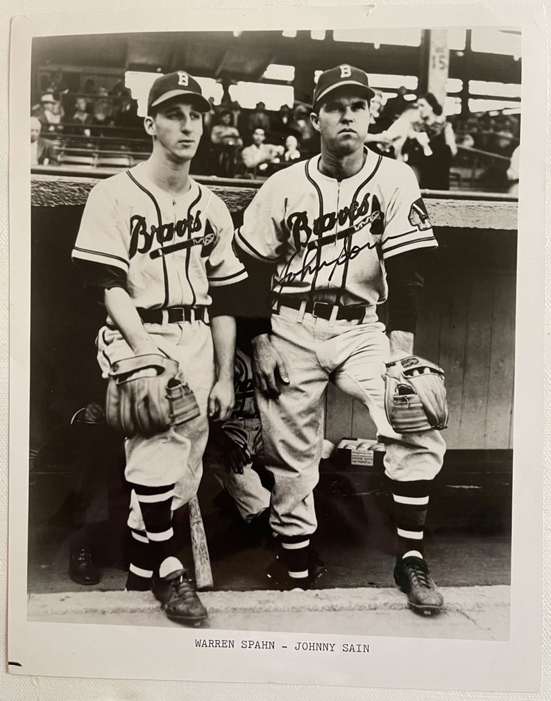 Johnny Sain (d. 2006) Signed Autographed Vintage Glossy 8x10 Photo Poster painting Boston Braves - COA Matching Holograms