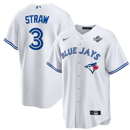Youth Toronto Blue Jays #3 Myles Straw  2025 World Series White Home Replica Jersey