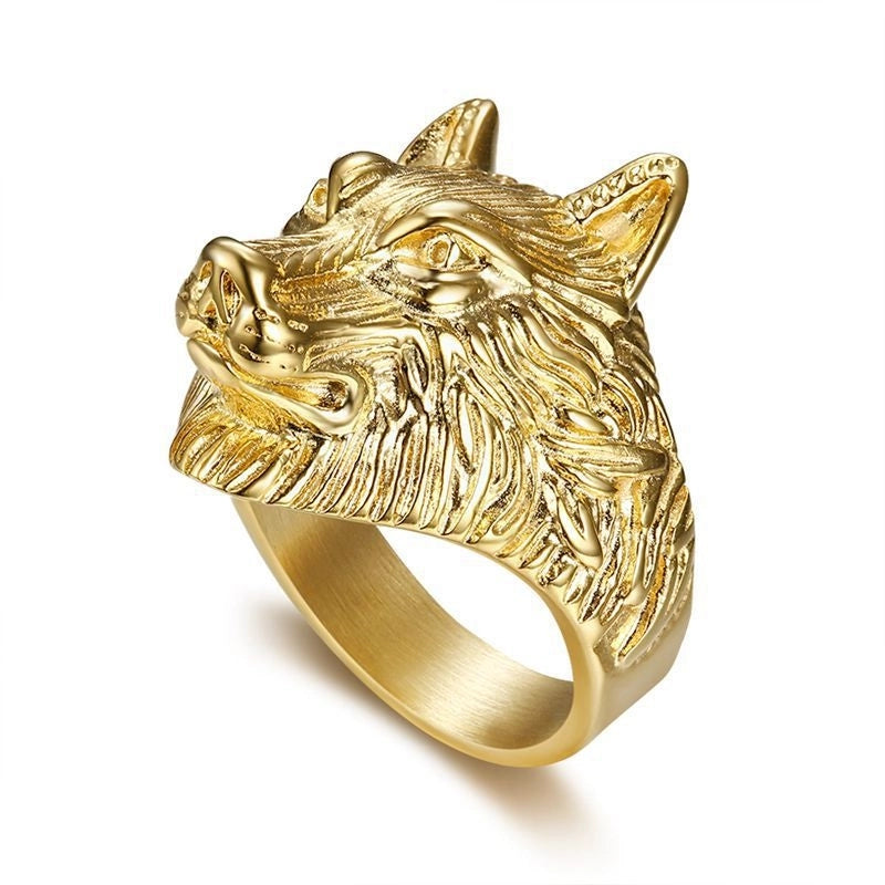 Hip-Hop Wolf Titanium Steel Men's Rings