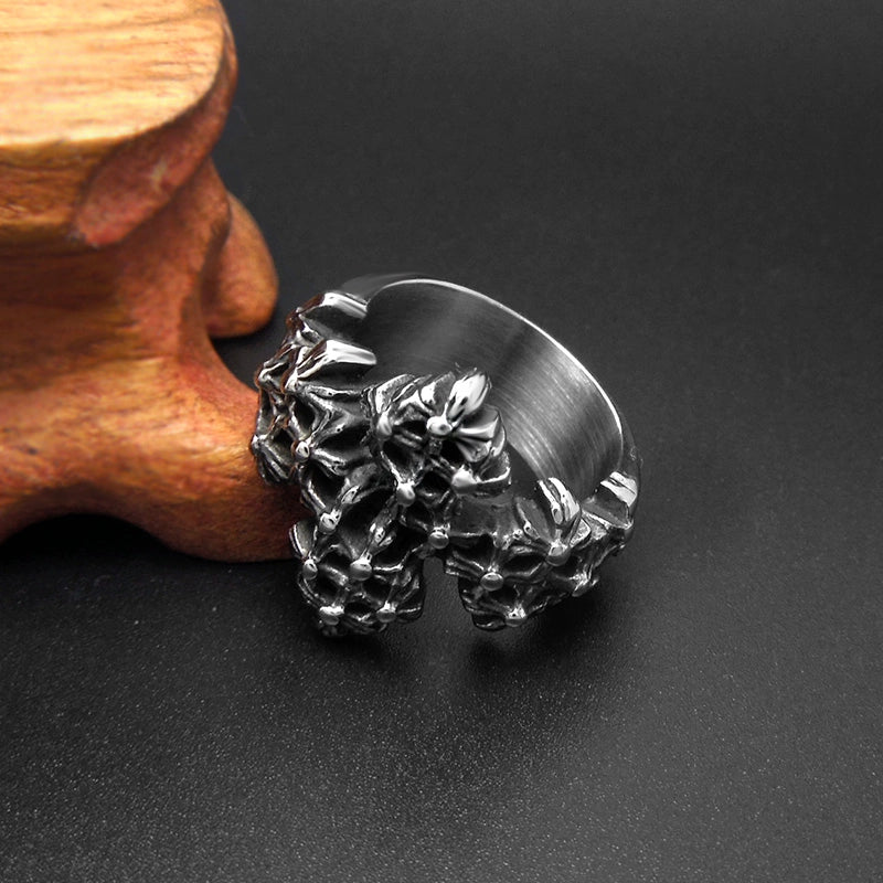 Jewelry Retro Vintage Style Punk Letter Argyle 304 Stainless Steel Asymmetrical Rings