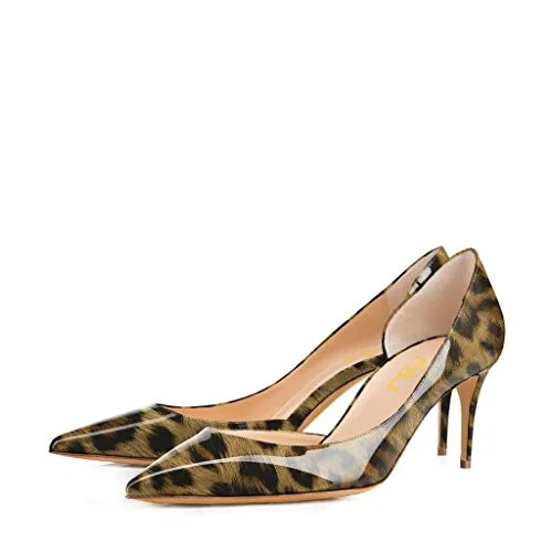 Leopard Print D'orsay Pumps, Patent Leather Kitten Heel Vdcoo