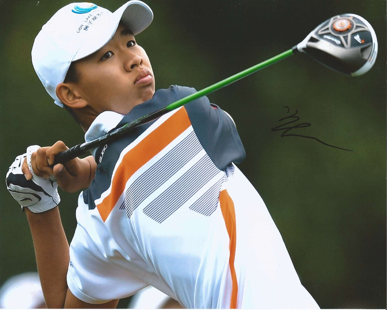 PGA GOLF STAR GUAN TIANLANG HAND SIGNED AUTHENTIC 8X10 Photo Poster painting B W/COA MASTERS