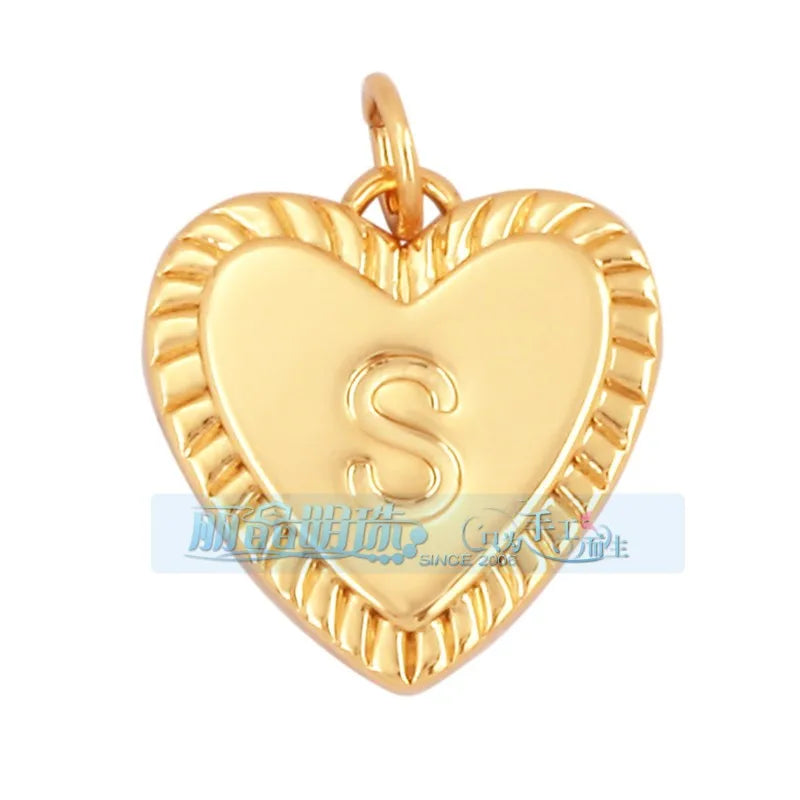 1 Piece 15 * 19mm Hole 5~5.9mm Copper Zircon Letter Heart Shape Pendant Jewelry Accessories