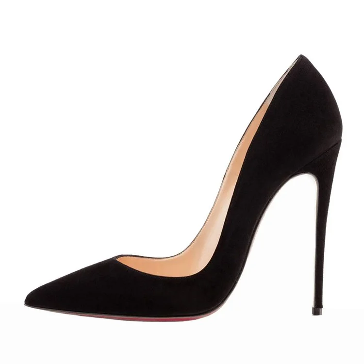 120mm Classic Fashion Black Pointed Toe High Heels Party Wedding Red Bottoms Pumps VOCOSI VOCOSI