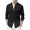 Gioiacombo&trade; Camicia casual da uomo in cotone e lino a maniche lunghe con bottoni