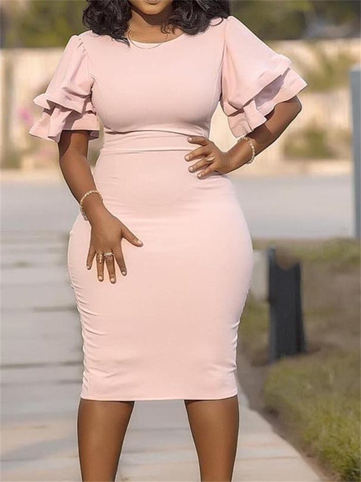 Commuter Splicing Slim Fit Plus Size One Step Dress Dress -vasmok