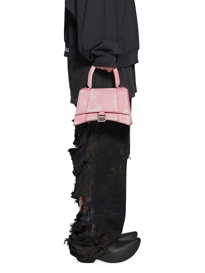 Balenciaga Hourglass Small Handbag Denim Printed