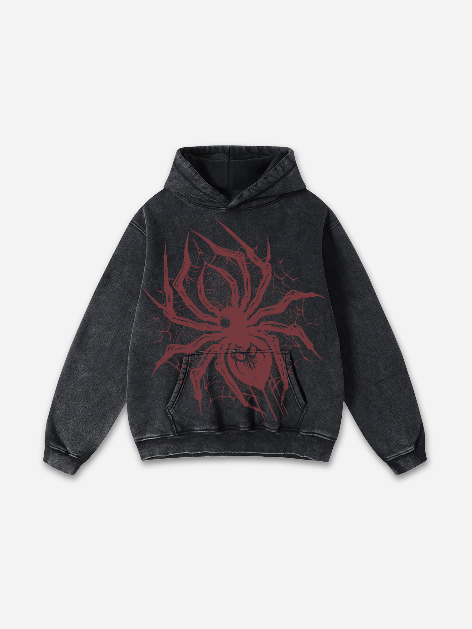Spider Graphic Acid Washed Oversized Hoodie - SOPULA