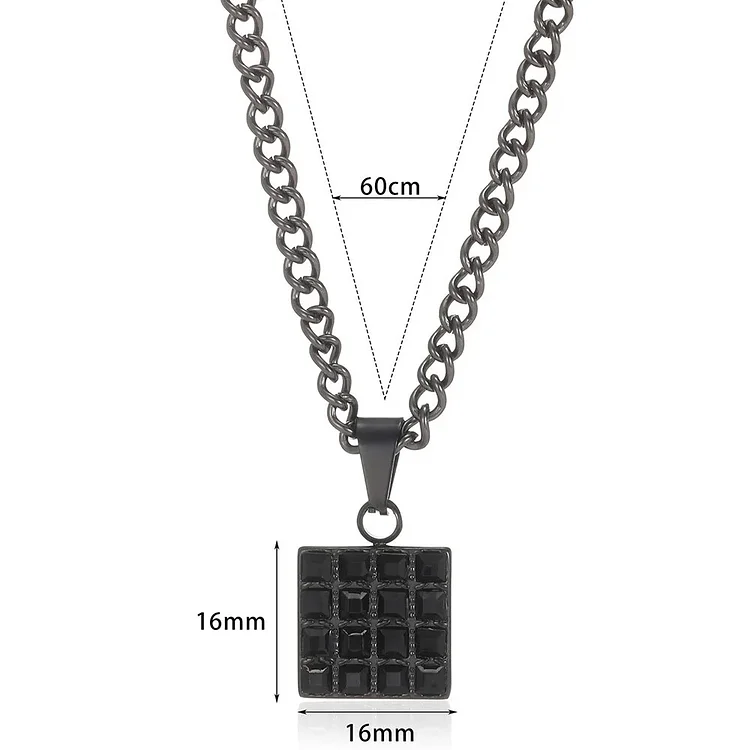 Fulaigao Stainless Steel Necklace For Women Men Black Color Zircon Cross Pendant Fashion Geometric Jewelry Accessory Gift Collar