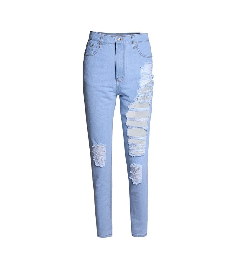 Personalized Ripped Design Loose Cropped Straight Jeans