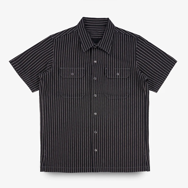 Men's 10oz Black Stripe Mechanic Short Sleeve Shirt