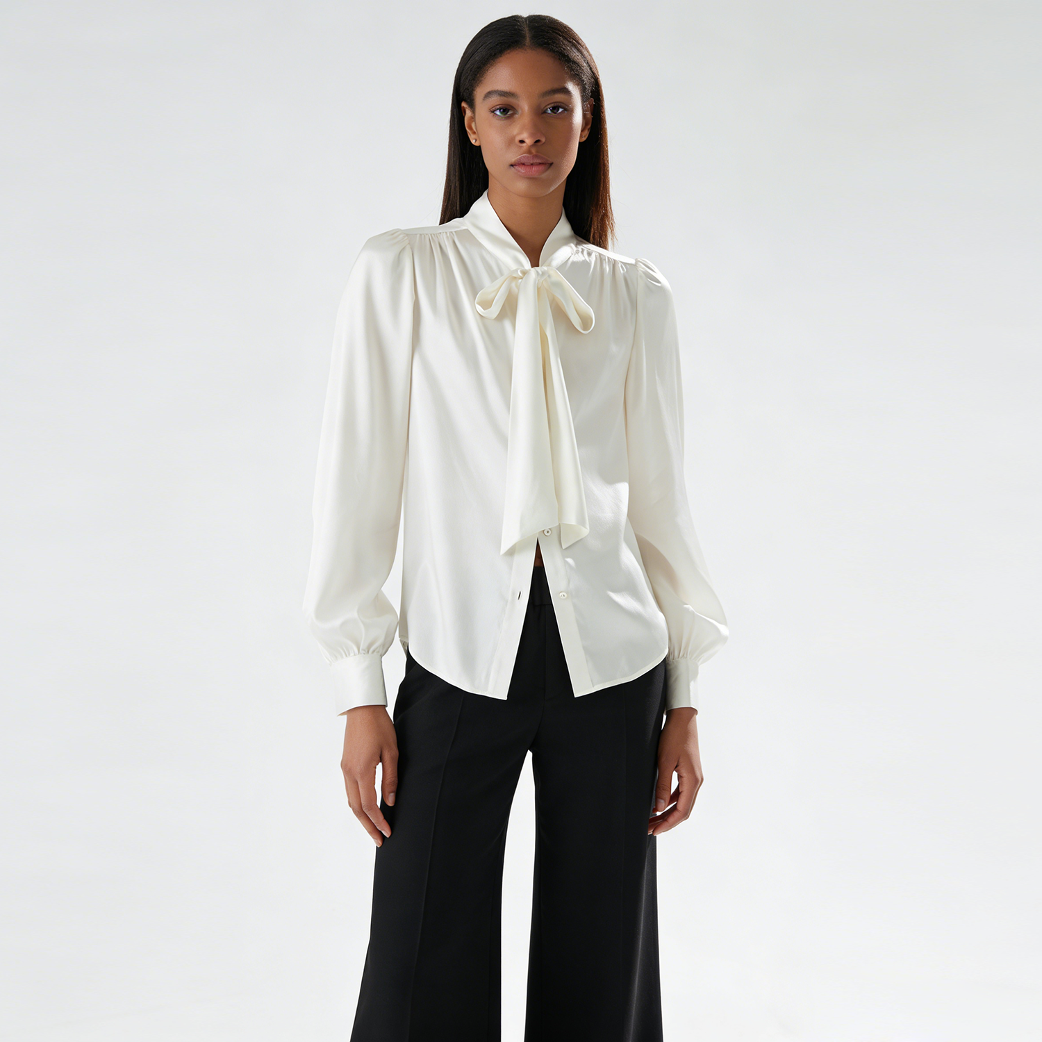 Women's Mulberry Silk Shirt Elegant Pussy Bow Blouse REAL SILK LIFE