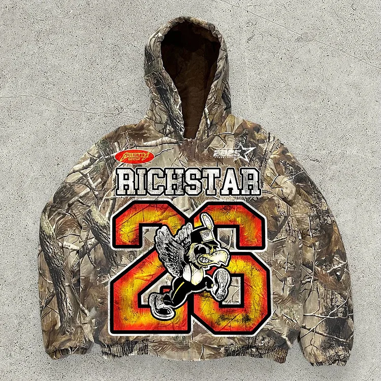 Camouflage Rich Star Print Long Sleeve Hoodies