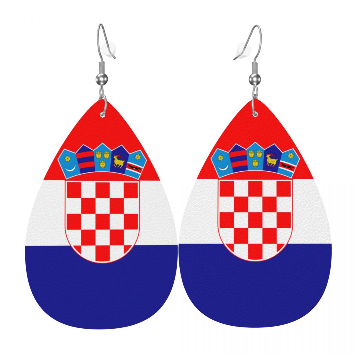 Croatia Print Leather Teardrop Dangle Earrings for Women