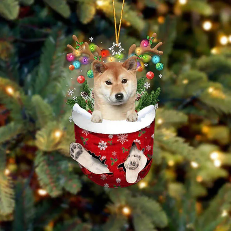 VigorDaily Shiba Inu In Snow Pocket Christmas Ornament SP030