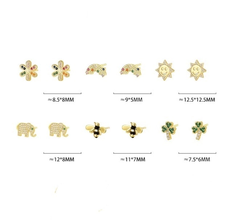 1 Pair 925 Sterling Silver Flower Elephant Ear Studs