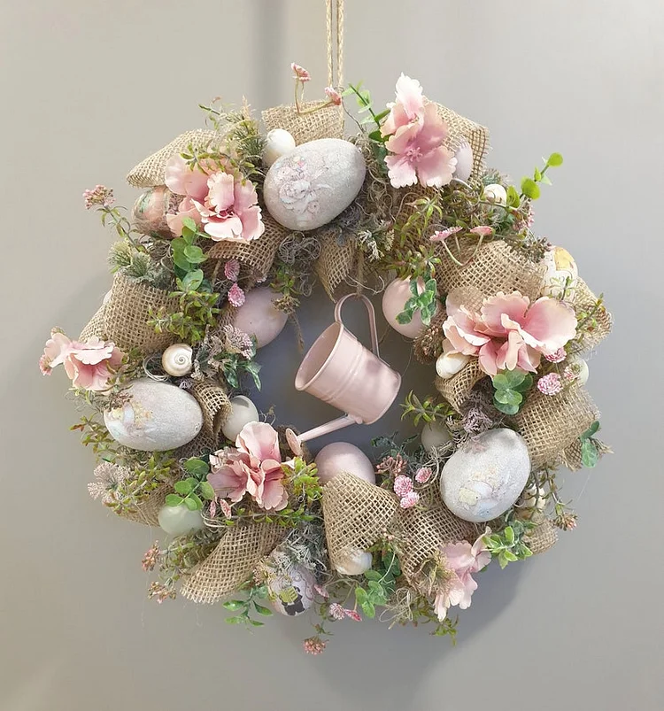 2022 New Easter Decoration - Easter wreath with burlap