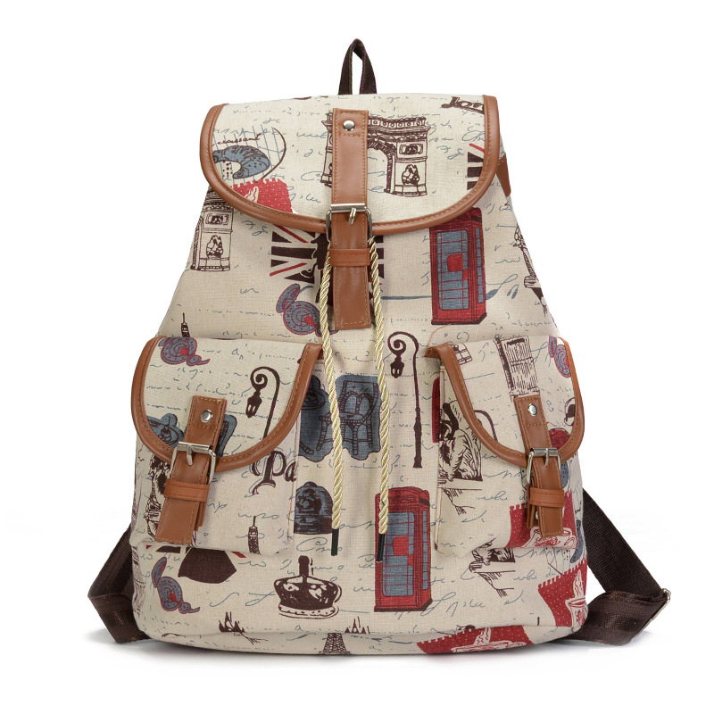 Canvas shoulders retro butterfly canvas outdoor backpack