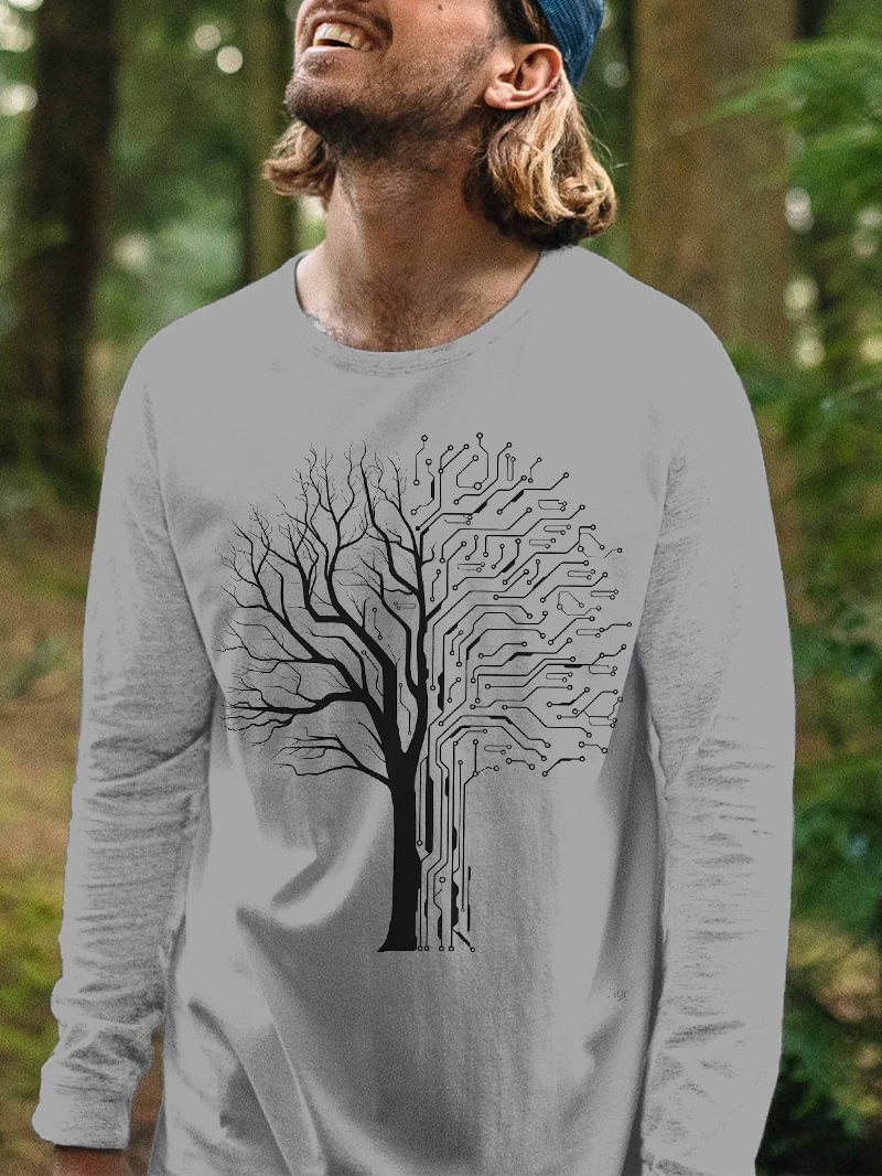 Stylish Design Tree Pattern Printed T-Shirt in  mildstyles