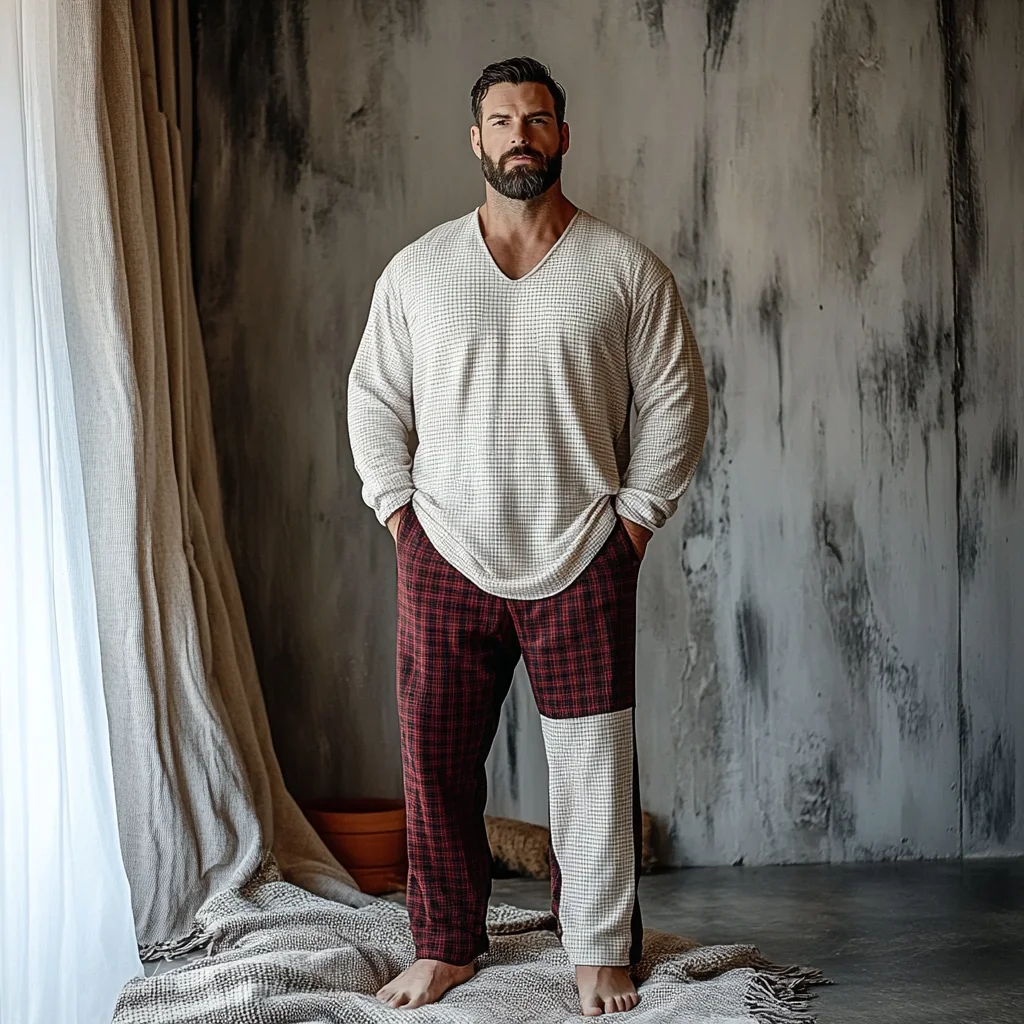 Men's Christmas Autumn And Winter Warm And Comfortable Casual Pajamas And Pants Two-piece Set-inspireuse