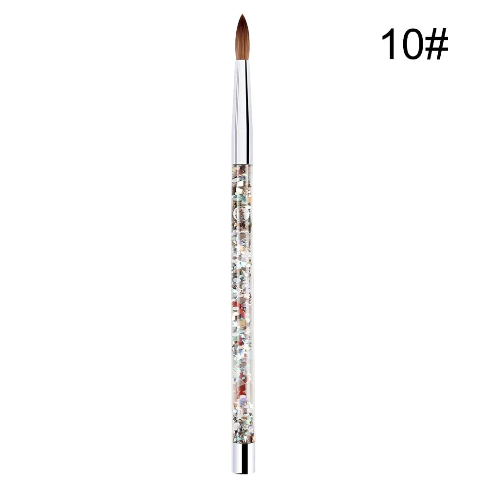 1PC Crystal Acrylic Nail Art Brush No 8/10/12/14 UV Gel Carving Pen Brush Liquid Powder DIY Nail Drawing Liquid Glitter Handle-Nail Inspo