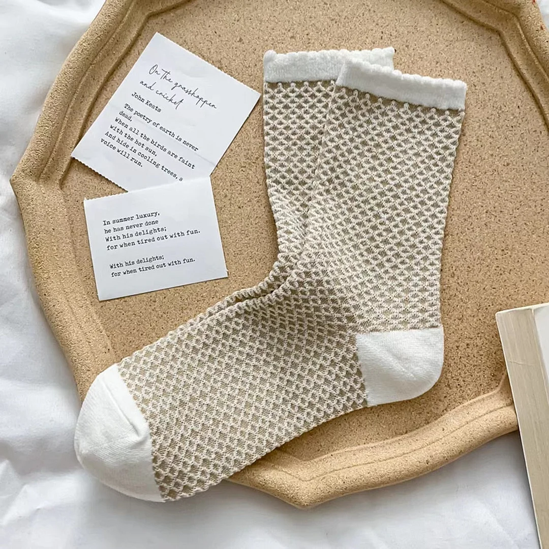 Christmas Gift 1Pair Woman Cotton Crew Socks Autumn Winter Fashion Casual Stripe Cable Jacquard Solid Color Puff Cuff Tube Sock Chic Streetwear
