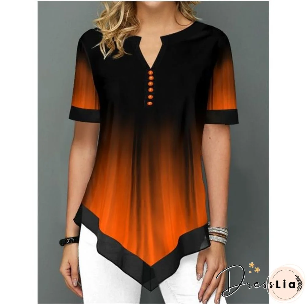 Shirt Blouse Fashion Large Size Tops Women Casual V Neck Shirt Ladies Loose Floral Print Tunic Shirt