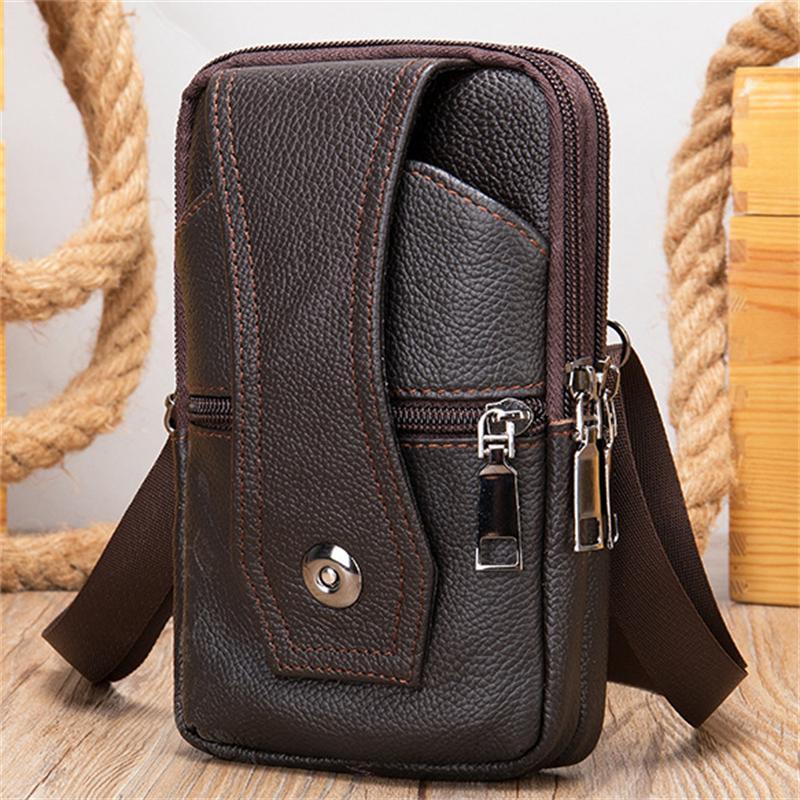 Leather Belt Bag Men's Sports Outdoor Crossbody Bag
