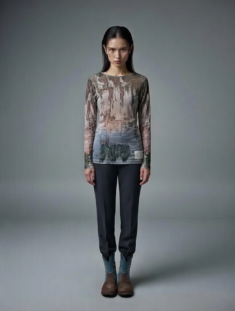 HYPERSOMNIAZZZZ Printed Mesh Top - 8 Recycled Water Bottles - Grey