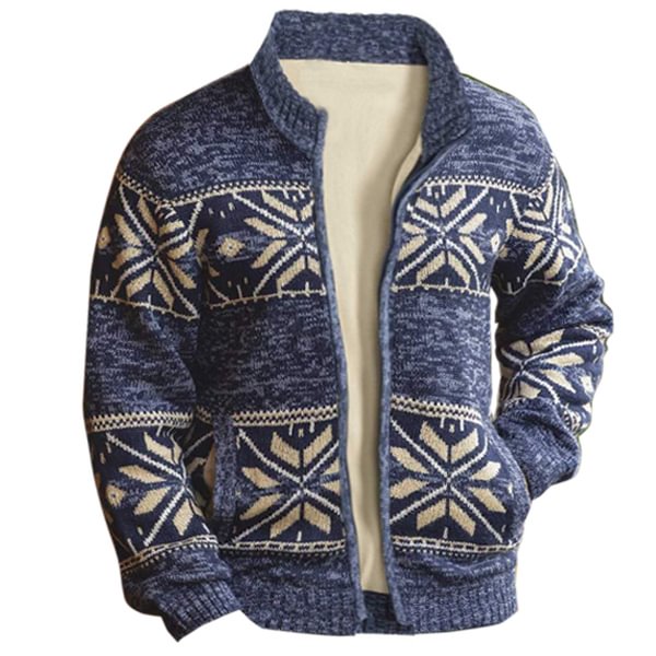 Men's Christmas Fleece-Lined Knitted Jacket