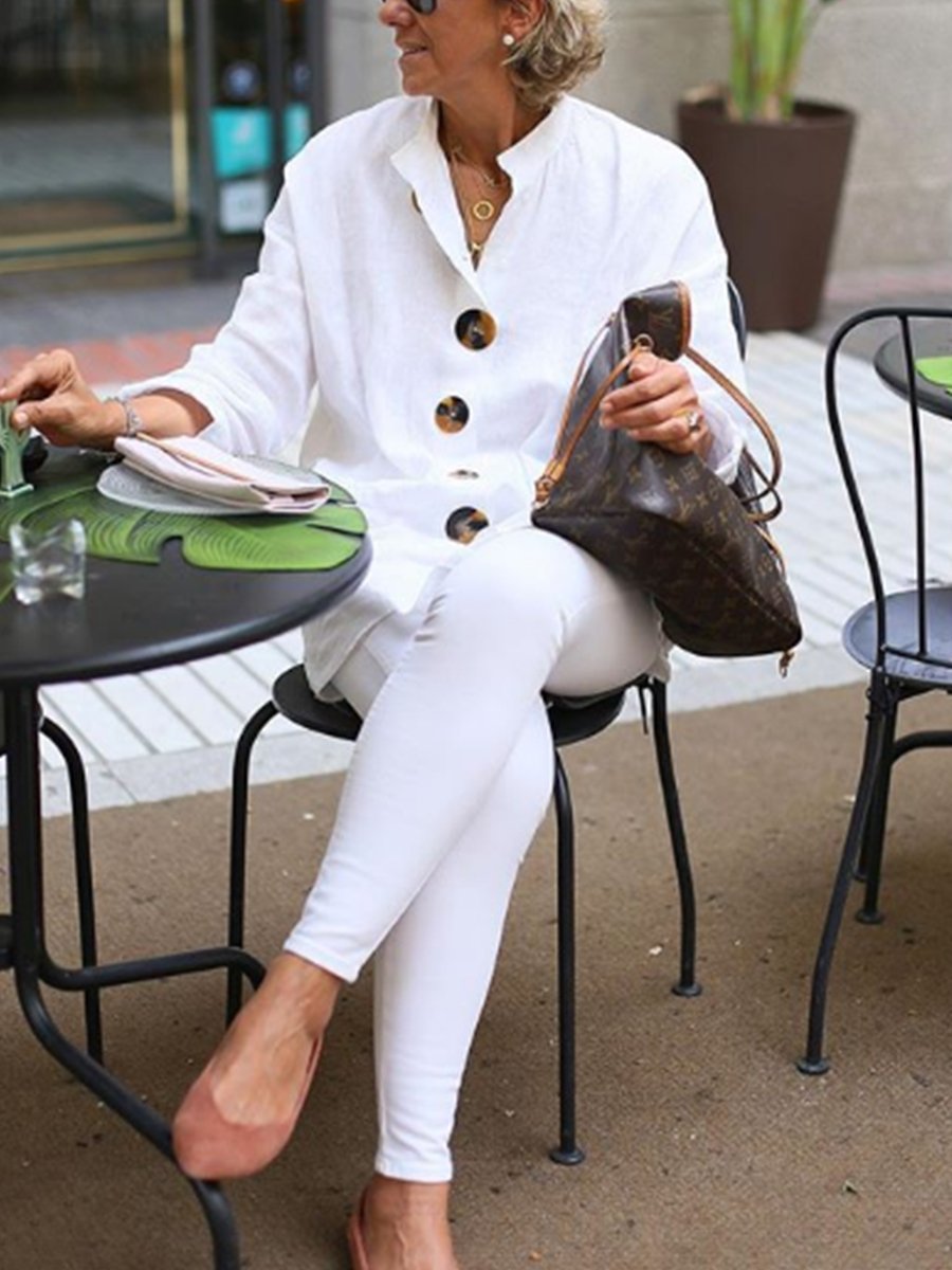 Pure Color Simple Cotton Women's Suits