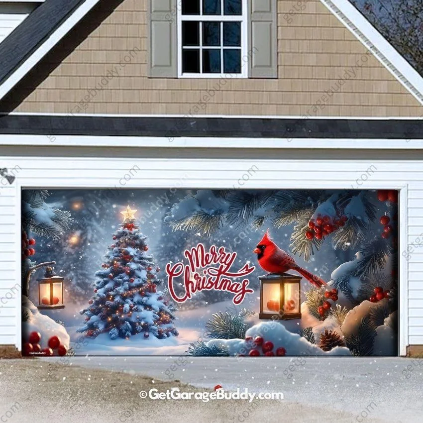 Cardinal's Christmas | Christmas Garage Door Cover
