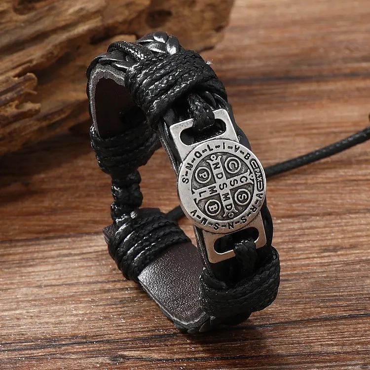 Vintage Viking Celtic Mythology Braided Leather Bracelet