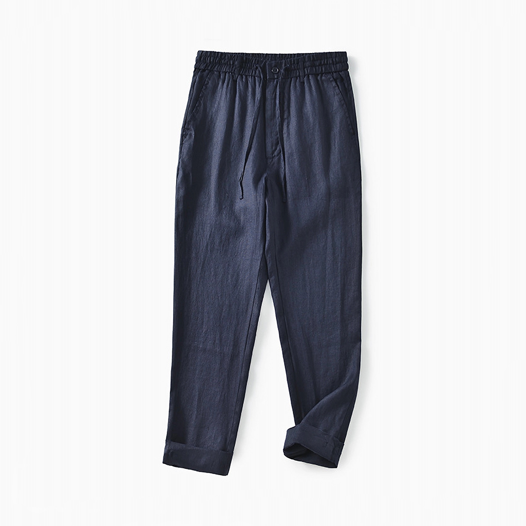 Men's Linen Pants Buckle Linen Light and Breathable REAL SILK LIFE