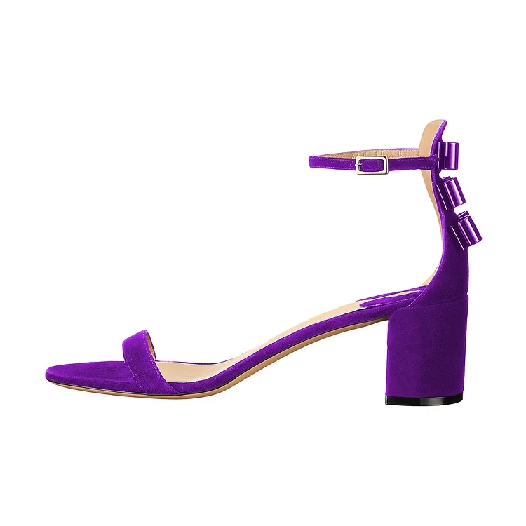 Purple Suede Ankle Strap Chunky Heels Vdcoo