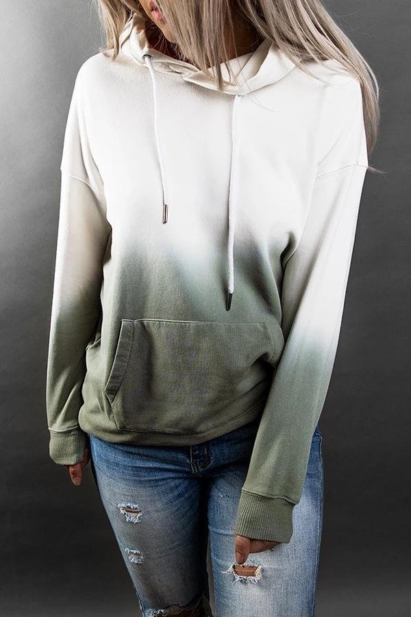 Gradient Hooded Long Sleeve Sweatshirt P12173
