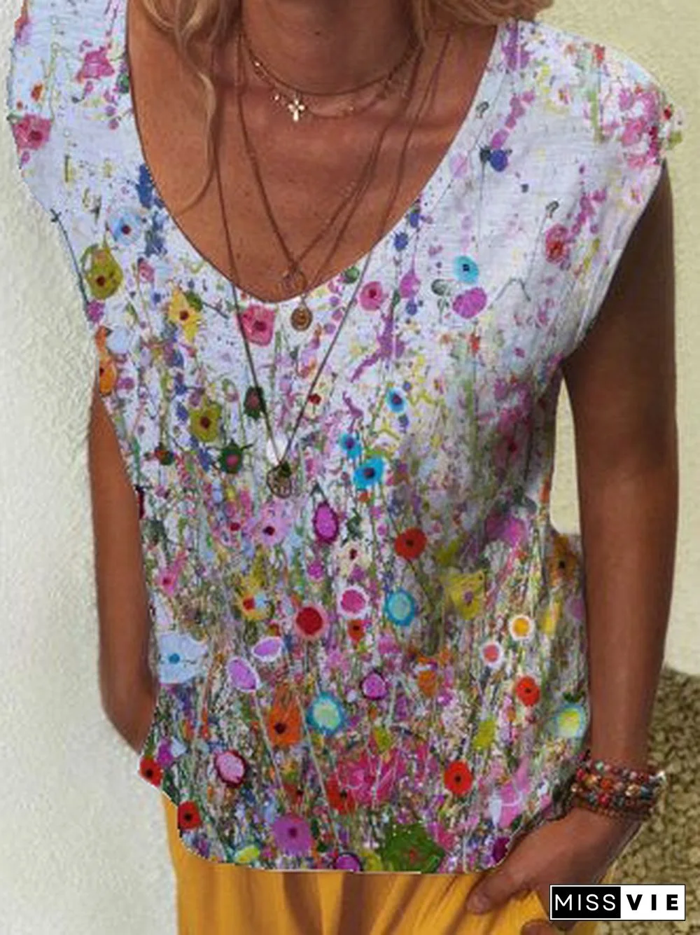 Casual Shift Abstract Tops