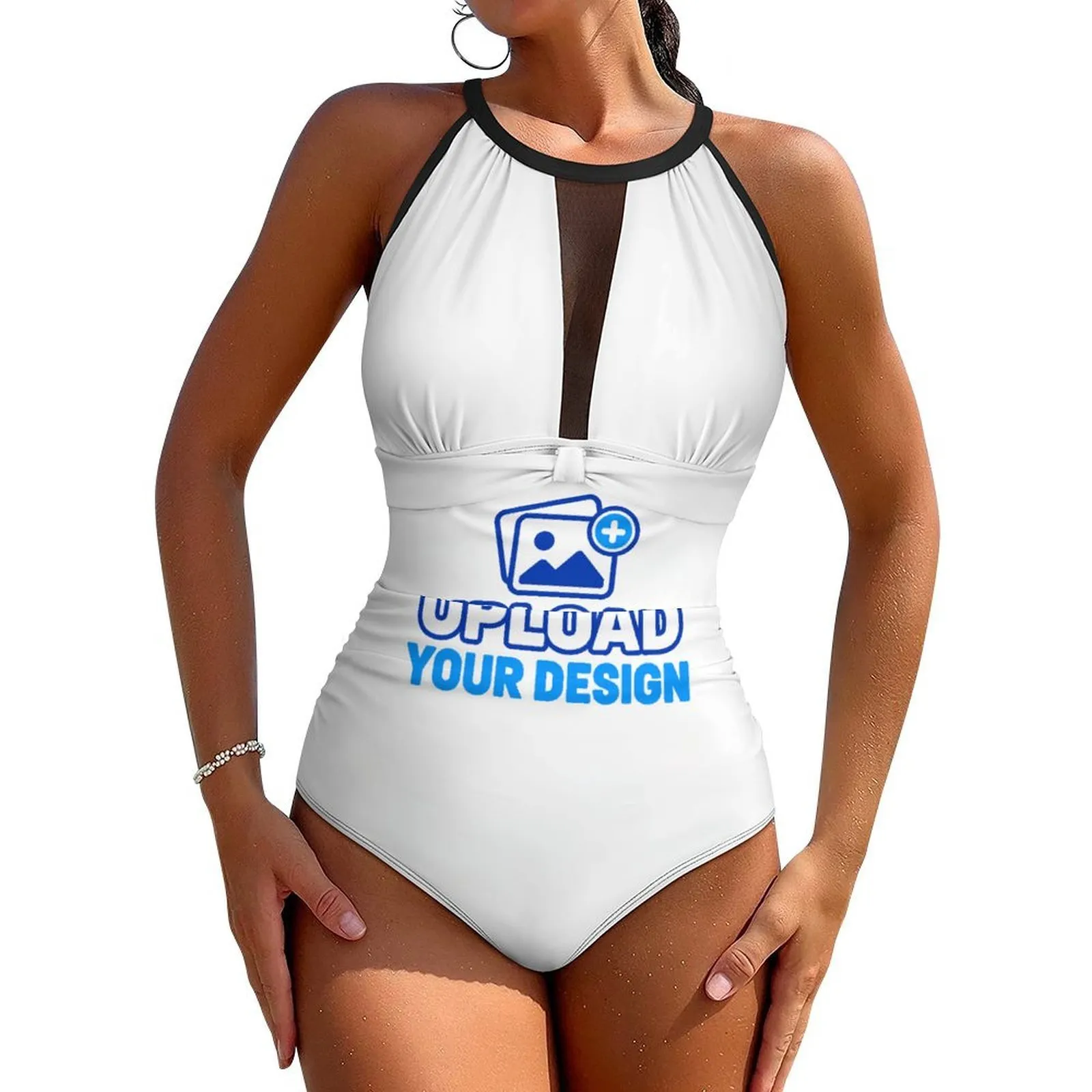 Mesh-Panel Boyleg One-Piece Swimsuit &ndash; personalized print product image 8