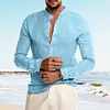 Gioiacombo&trade; Camicia a maniche lunghe in lino con scollo a V tinta unita popolare dei nuovi uomini