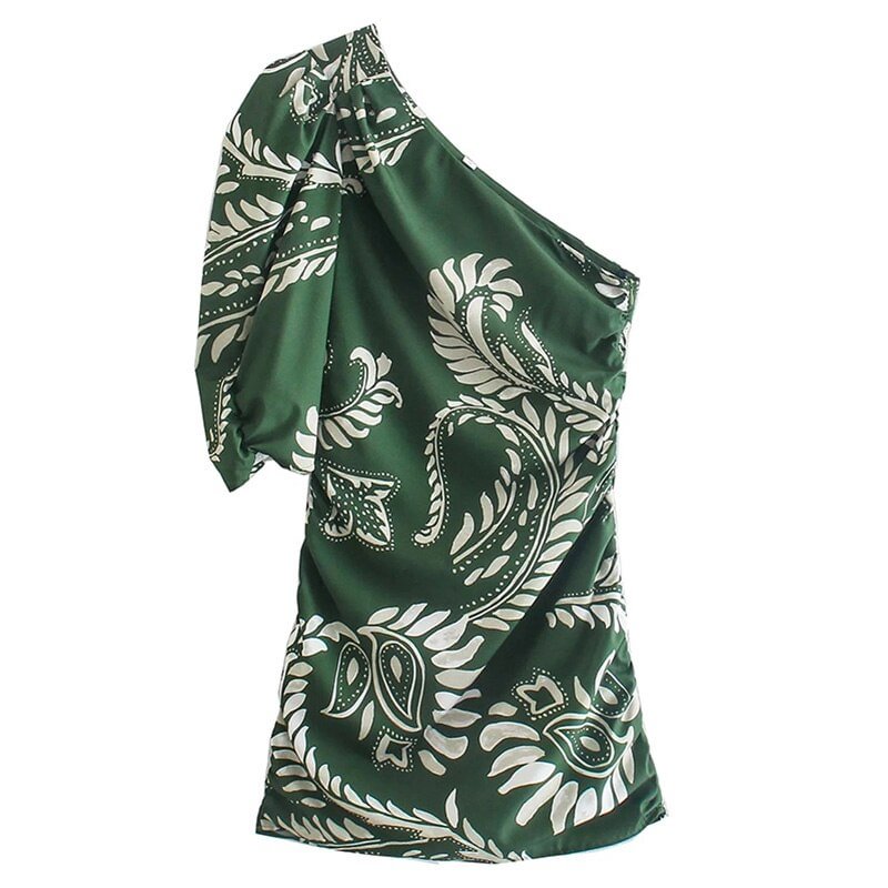 Aachoae Women Chic Printed Mini Dresses Fashion Half Sleeve A Line Dresses Female Casual Beach Party Dresses Mujer Vestidos