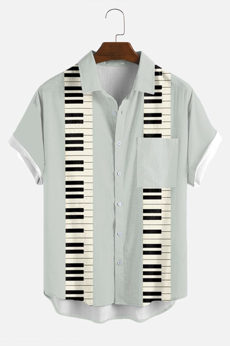 Piano Print Short-Sleeved Shirt