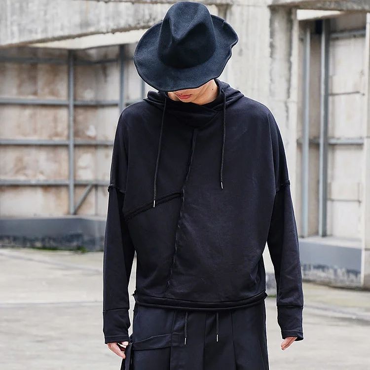 Dawfashion Techwear Streetwear-Japanese Dark Style Three-dimensional Cut Design Long-sleeved Hoodie Shirts-Streetfashion-Darkwear-Techwear