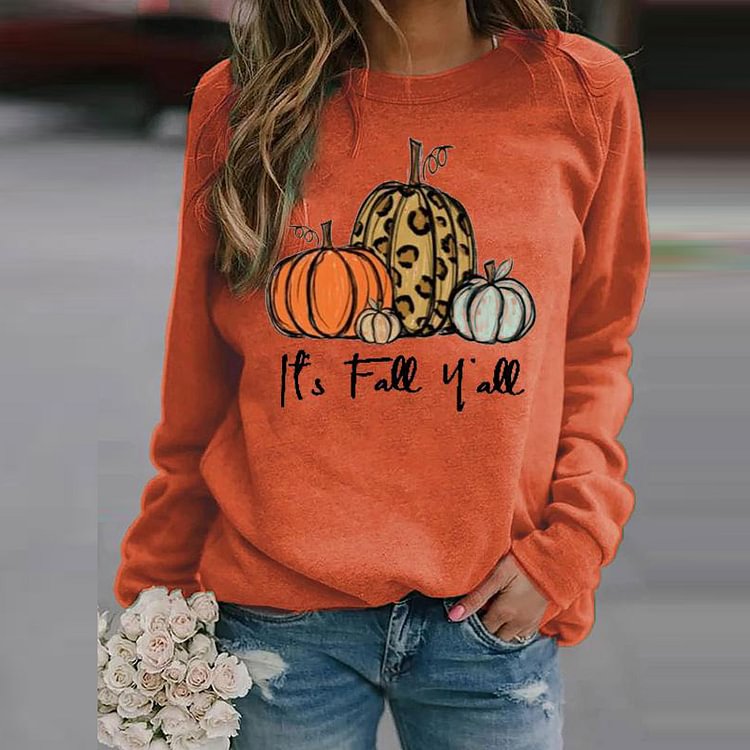 Pumpkins It's Fall Y'all Casual Orange Sweatshirt