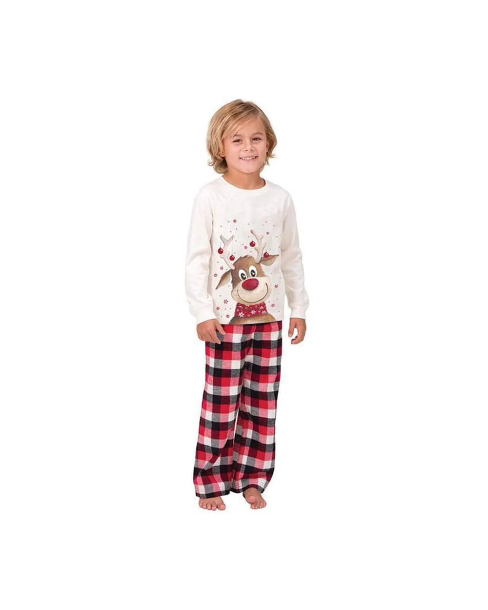 Reindeer Christmas Family Plaid Pajama with dog