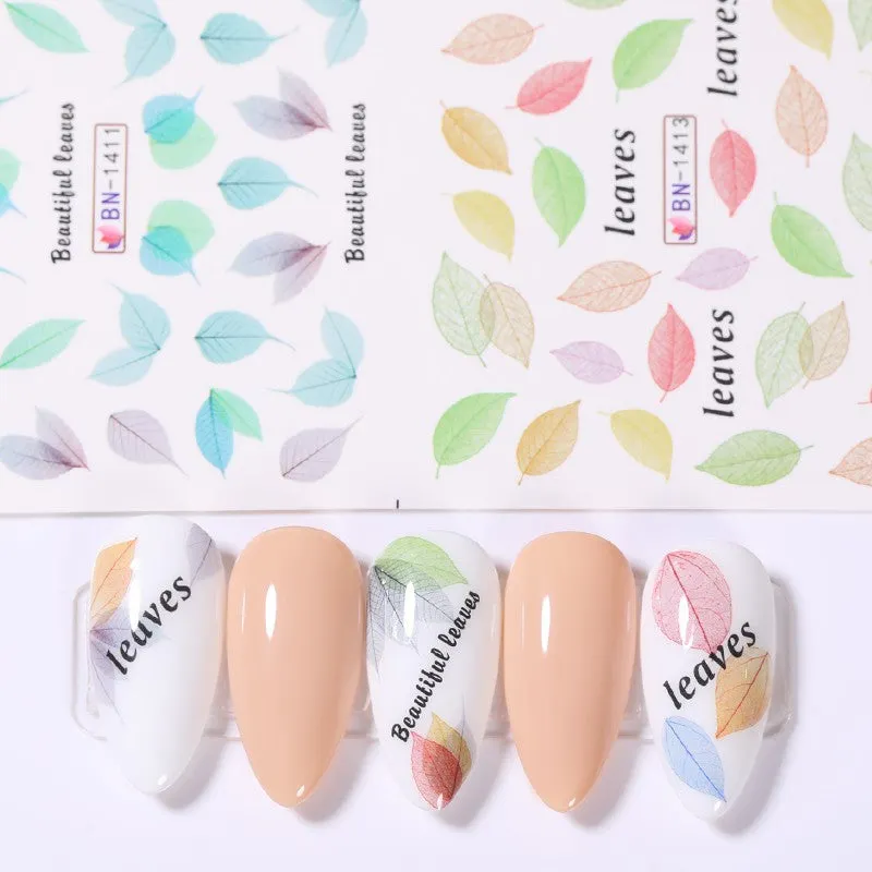 12 Designs Nail Stickers Set Snowflake Floral Geometric Nail Art Water Transfer Decals Sliders Flower Leaf Manicures Decoration