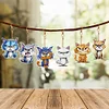 6 PCS Double Sided Special Shape Diamond Painting Keychain (Fierce Cute Cat)