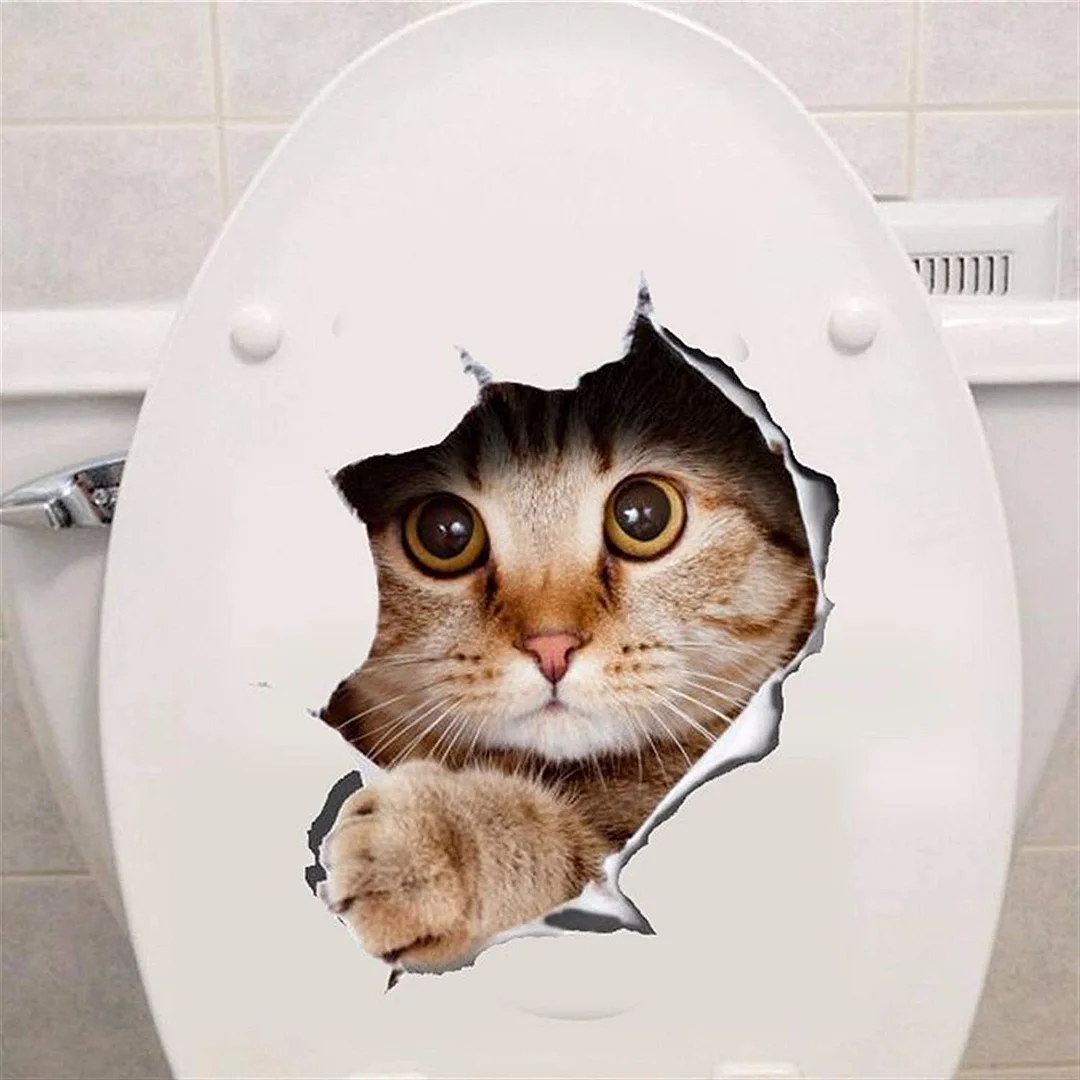 3D Cat Toilet Sticker