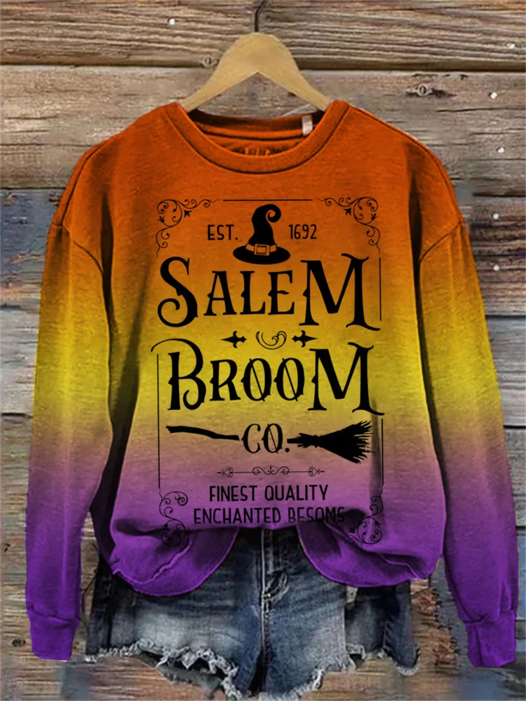 Wearshes Salem Broom Co Vintage Graphic Gradient Sweatshirt